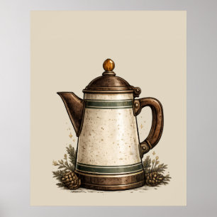 Antike Emaille-Kaffeekanne Poster