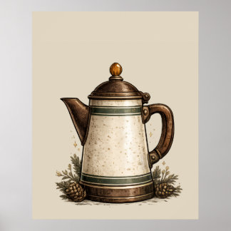 Antike Emaille-Kaffeekanne Poster