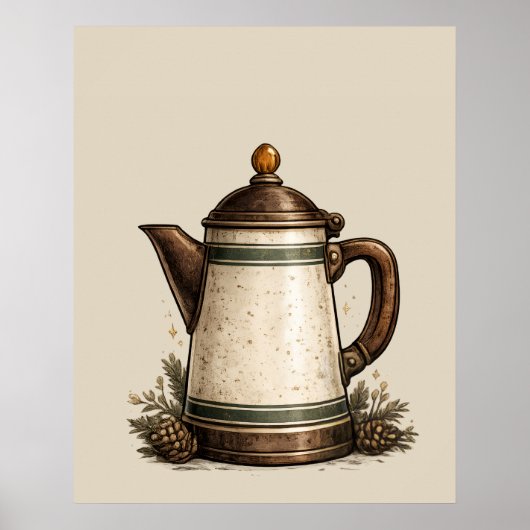 Antike Emaille-Kaffeekanne Poster (Vorne)