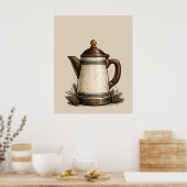 Antike Emaille-Kaffeekanne Poster (Küche)