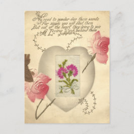 Antike Embroidered Valentine Card Feiertagspostkarte