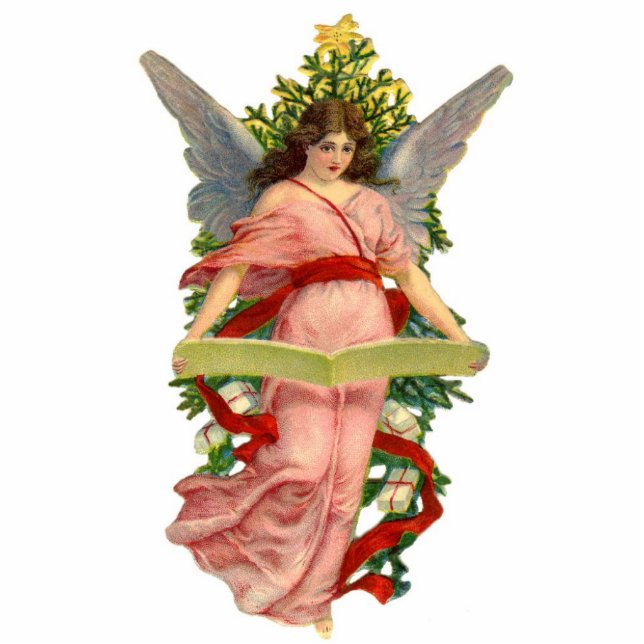 Antike Engels-Weihnachtsbaum-Verzierung Fotoskulptur Ornament (Vorne)