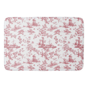 Antike englische Blumen-Toile de Jouy-Rosa Badematte
