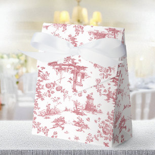 Antike englische Blumen-Toile de Jouy-Rosa Geschenkschachtel