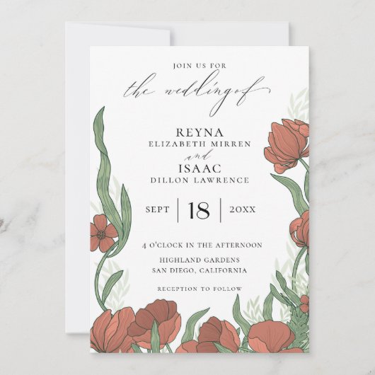 Antike Englische Gartenhochzeit Einladung (Vorderseite)