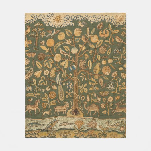 Antike englische Nadelspitze Baum des Lebens & Ein Fleecedecke (Vorderseite)