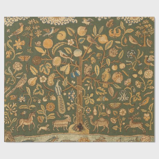 Antike englische Nadelspitze Baum des Lebens & Ein Geschenkpapier (Flach)
