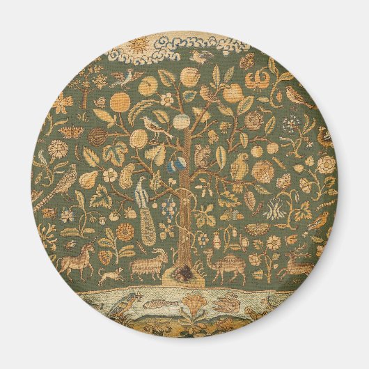 Antike englische Nadelspitze Baum des Lebens & Ein Magnet (Vorne)