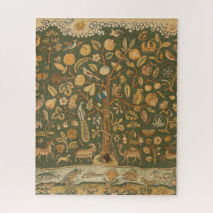Antike englische Nadelspitze Baum des Lebens & Ein Puzzle