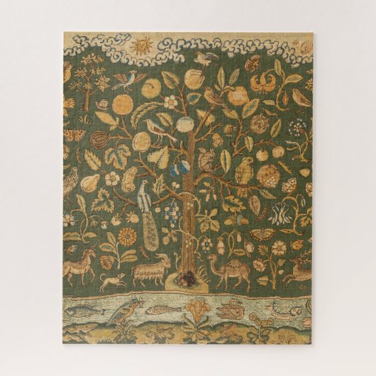 Antike englische Nadelspitze Baum des Lebens & Ein Puzzle (Vertikal)