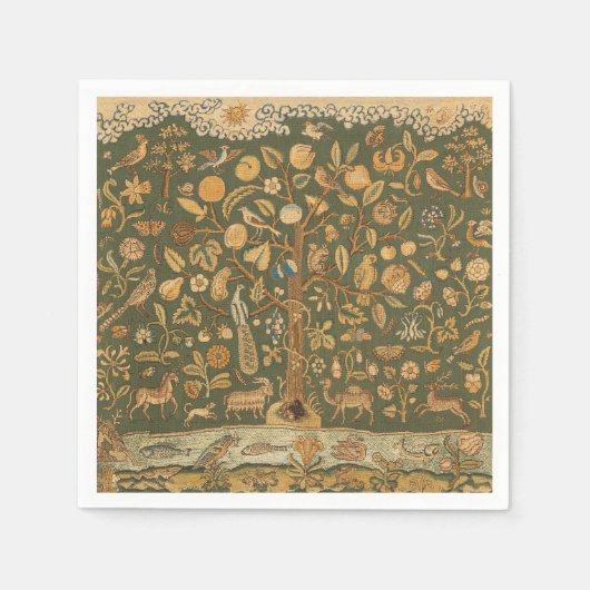 Antike englische Nadelspitze Baum des Lebens & Ein Serviette (Vorderseite)