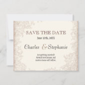 Antike englische Rose Blumenwirbel Hochzeit Save The Date (Vorderseite)