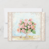 Antike englische Rose Blumenwirbel Hochzeit Save The Date (Rückseite)