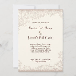 Antike englische Rose - Creme-Hochzeitseinladung Einladung