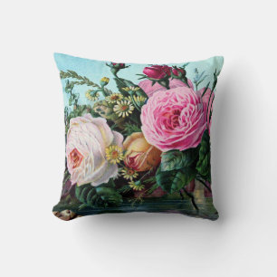 Antike englische Rosen Blumenprint Shabby Chic alt Kissen