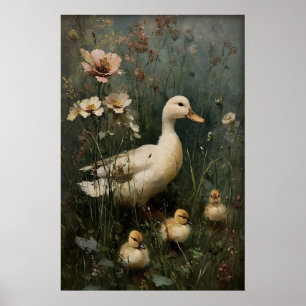 Antike Entenfamilie Druckbare Kunst, Ente Poster