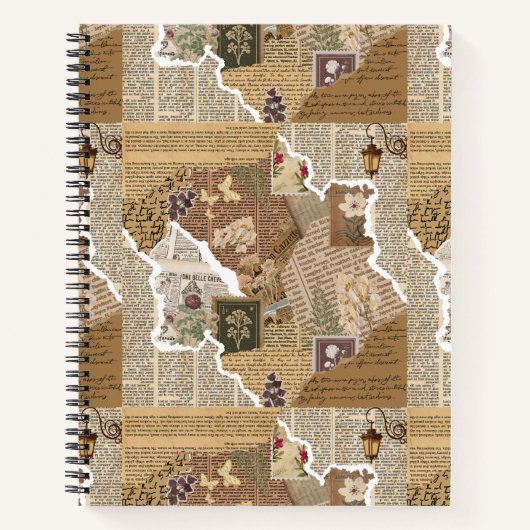 Antike Ephemera Collage Ästhetik Deluxe Tagebuch Notizblock (Vorderseite)