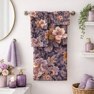 Antike Erbstück Blütenblätter lila floral Badhandtuch Set