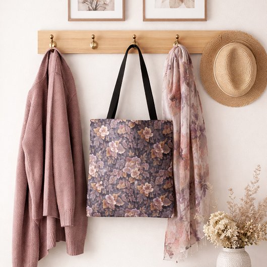 Antike Erbstück Blütenblätter lila floral Tasche