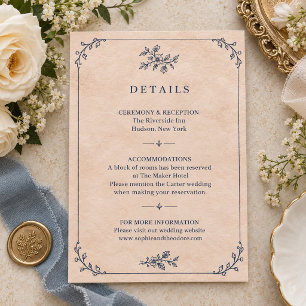 Antike Erbstück-Skizze Wildblumen-Hochzeit Begleitkarte