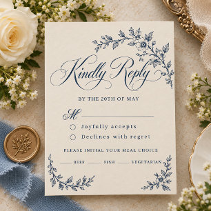 Antike-Erbstück-Skizze Wildblumen-Hochzeit RSVP Karte