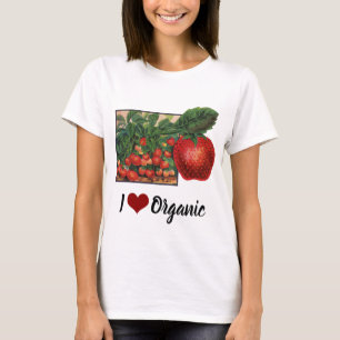 Antike Erdbeeren, Erdbeerpflanzen auf einem Bauern T-Shirt