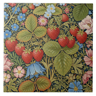 Antike Erdbeeren und Blumen Fliese
