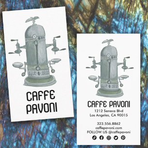 Antike Espressomaschine Cafe Kaffee Aquarell Visitenkarte