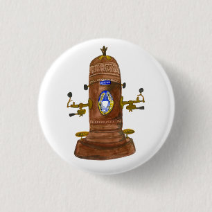 Antike Espressomaschine Kaffee Aquarell Kunst Button