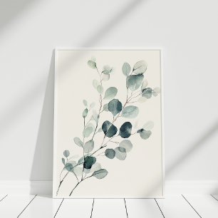 Antike Eukalyptus-Zweig-Wandkunst in Aquarelltechn Poster