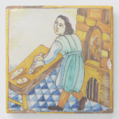 Antike europäische Keramikfliese gedruckt Steinuntersetzer (Vorderseite)