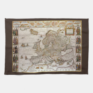 Antike Europakarte von Willem Jansz Blaeu, ca. 161 Handtuch