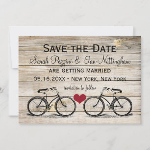 Antike Fahrrad-Hochzeitserinnerungskarten Save The Date