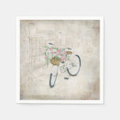 Antike Fahrräder mit Rosenkorb Serviette (Vorderseite)