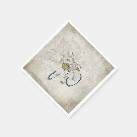 Antike Fahrräder mit Rosenkorb Serviette (Ecke)