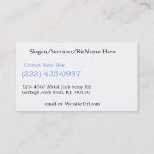 Antike Fahrzeug-Altmetall-Geschäfte Visitenkarte (Rückseite)