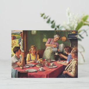 Antike Familie beim Frühstück in der Küche
