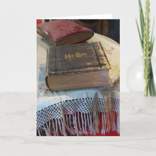 Antike Familienbibel, leere Grußkarte Karte