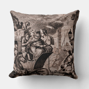Antike Fantasy-Drucke Vintage-Satire und Steampunk Kissen