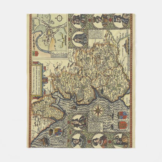 Antike Fantasy-Seemonster-Karten-Druck Fleecedecke (Vorderseite)