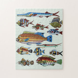 Antike farbenfrohe exotische Fische Naturgeschicht Puzzle