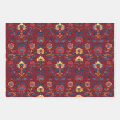 Antike farbenfrohe indische Blumenmotive Geschenkpapier Set (Vorderseite 3)