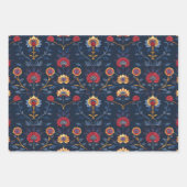 Antike farbenfrohe indische Blumenmotive Geschenkpapier Set (Vorderseite 2)