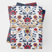 Antike farbenfrohe indische Blumenmotive Geschenkpapier Set (Beispiel)