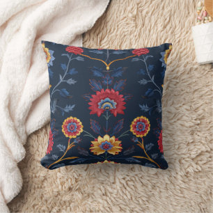 Antike farbenfrohe indische Blumenmotive Kissen