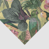 Antike farbenfrohe Parroys tropisches Dschungelmus Seidenpapier (Detail)