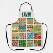 Antike farbenfrohe Patchwork-Initialen Name Schürze (Vorderseite)