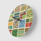 Antike Farbige Patchwork  Runde Wanduhr (Winkel)