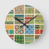 Antike Farbige Patchwork  Runde Wanduhr (Vorderseite)