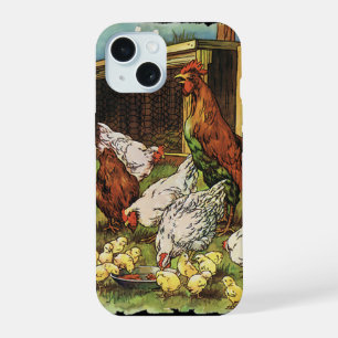 Antike Farmtiere, Hahn, Hühner, Küken iPhone 15 Hülle